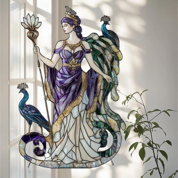 Hera Goddess Wavy Acrylic Suncatcher, Faux Wavy Acrylic Window Hanging, Greek Mythology Decor Gift For Her Or Fantasy Lover