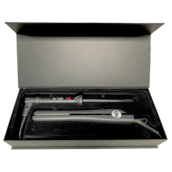 Hera Professional Ceramic Straightener & Curling Iron Gift Set  Black