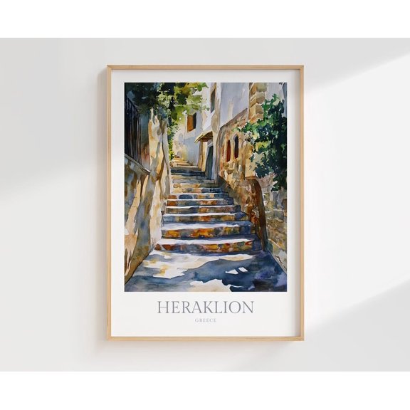 Heraklion Poster Greece Crete Wall Art Home Decor Travel Poster, Unframed Size 8x12