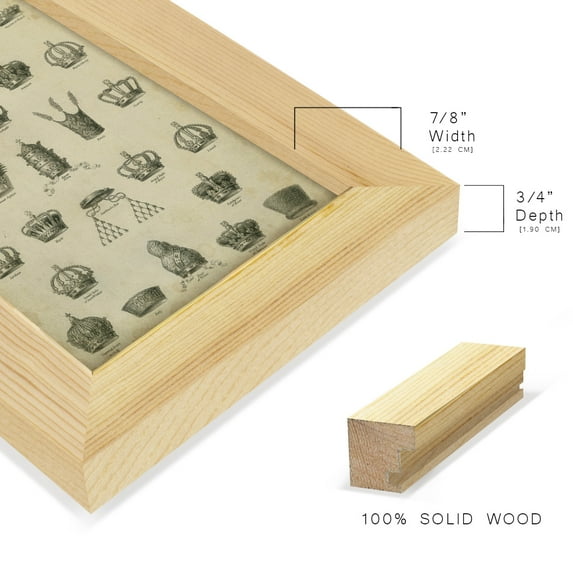 Heraldic Crowns & Coronets II -Framed Print w/glass-Natural Wood