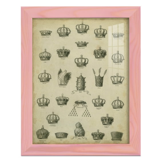 Heraldic Crowns & Coronets II -Framed Print w/glass-Sunset Pink