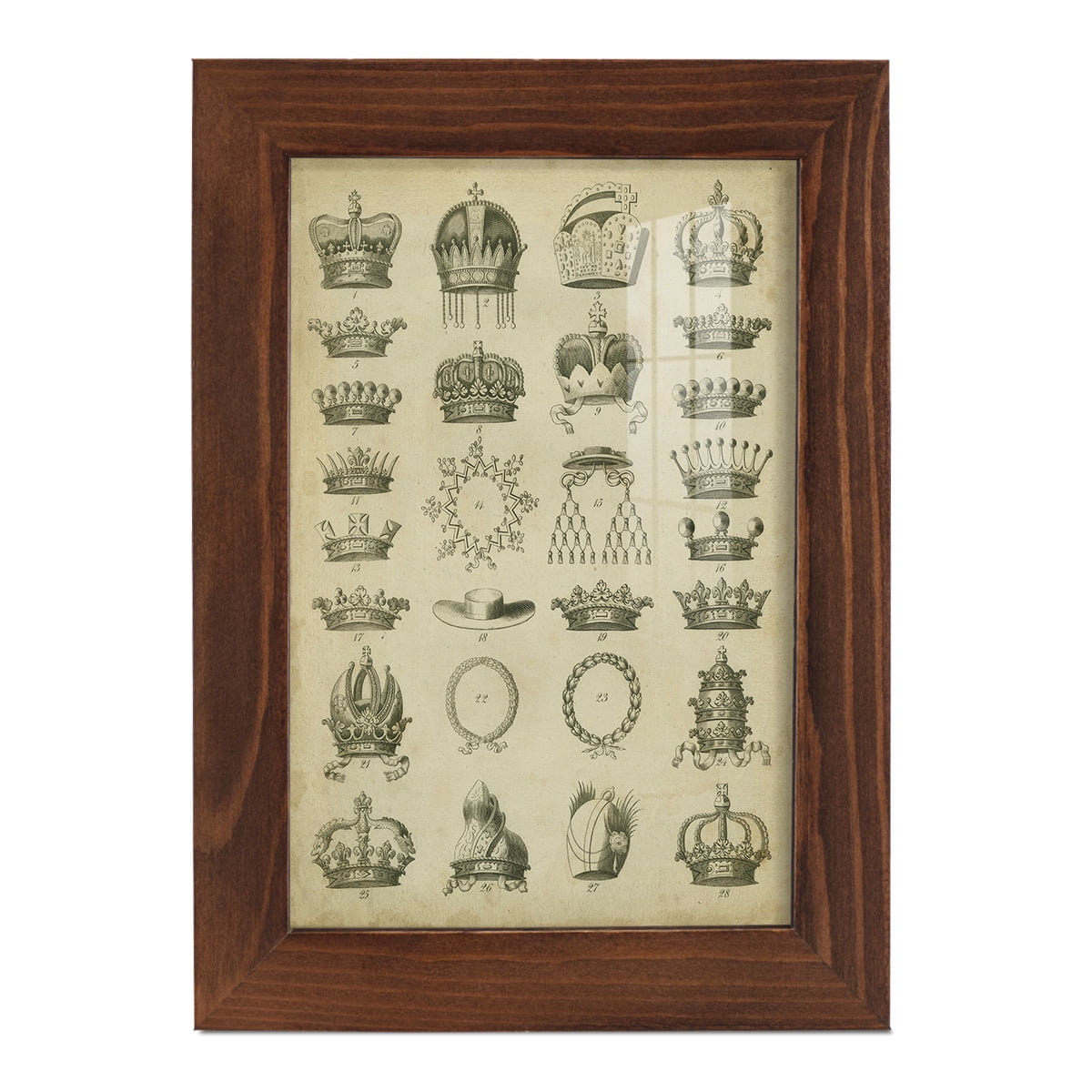 Heraldic Crowns & Coronets III -Framed Print w/glass-Chestnut