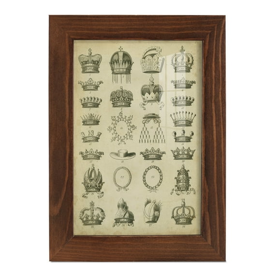 Heraldic Crowns & Coronets III -Framed Print w/glass-Chestnut