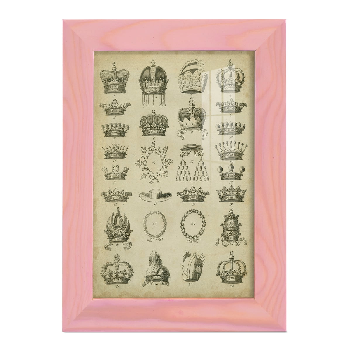 Heraldic Crowns & Coronets III -Framed Print w/glass-Sunset Pink