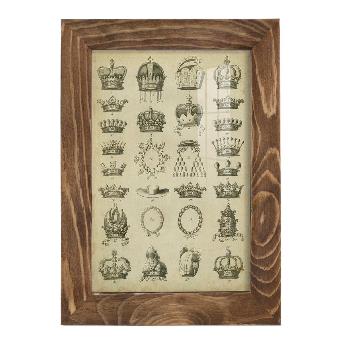 Heraldic Crowns & Coronets III -Framed Print w/glass-Walnut