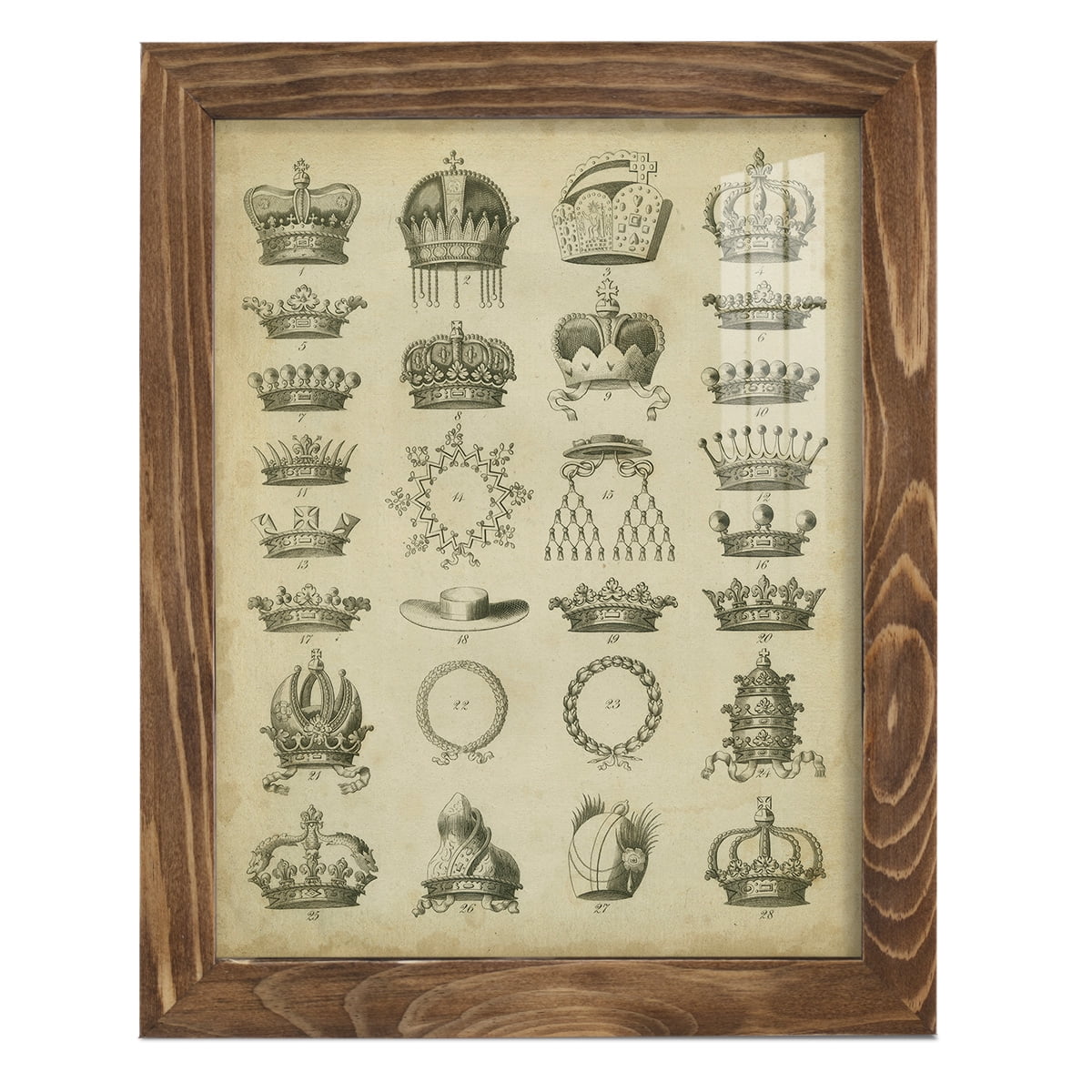 Heraldic Crowns & Coronets III -Framed Print w/glass-Walnut