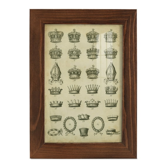 Heraldic Crowns & Coronets IV -Framed Print w/glass-Chestnut