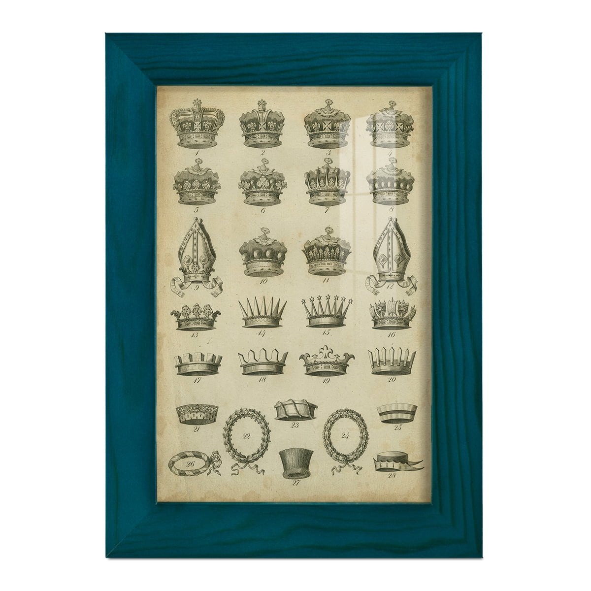 Heraldic Crowns & Coronets IV -Framed Print w/glass-Ocean Blue