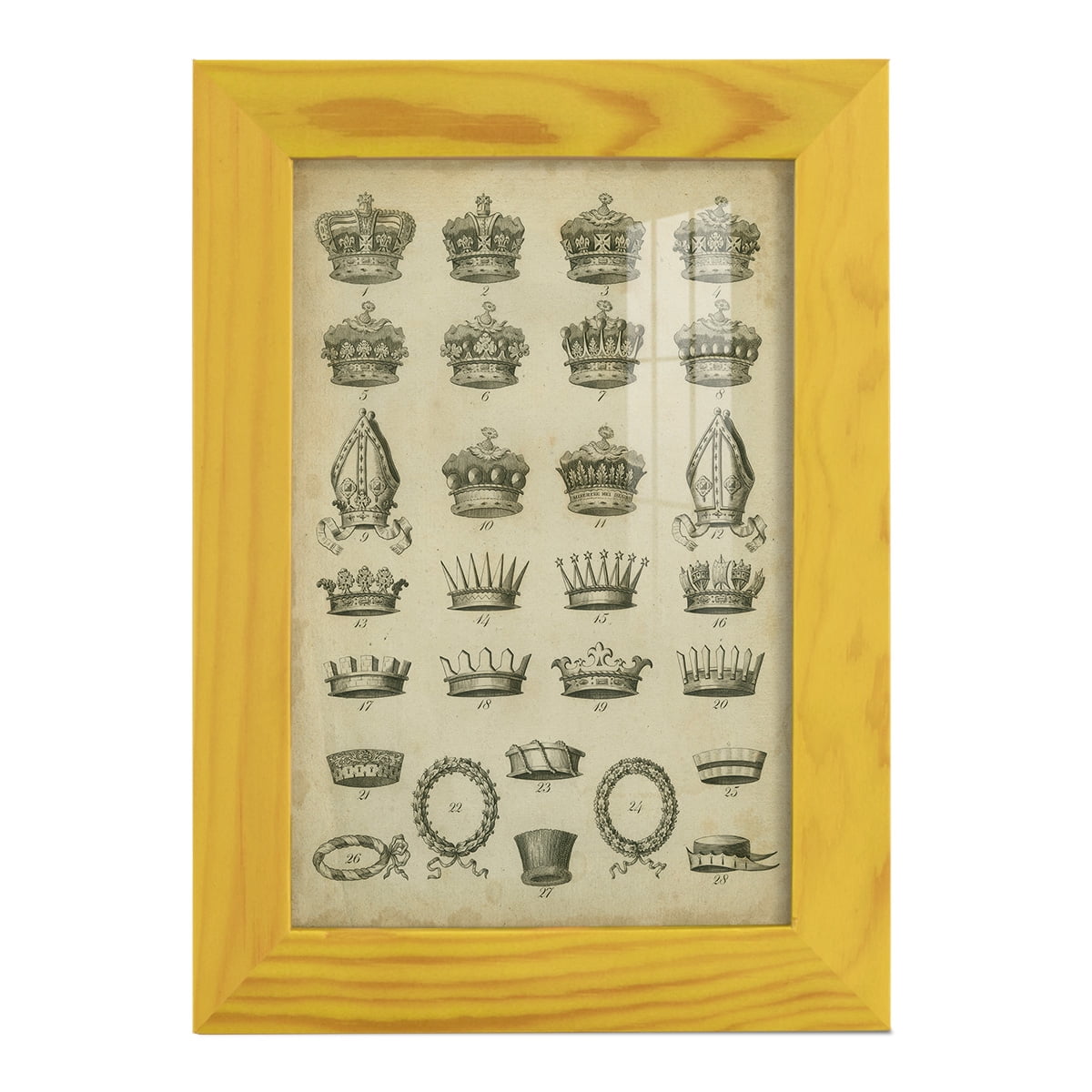 Heraldic Crowns & Coronets IV -Framed Print w/glass-Sunflower Yellow