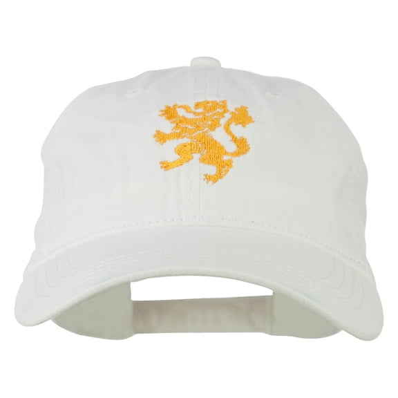 Heraldic Lion Embroidered Washed Cotton Twill Cap - White OSFM