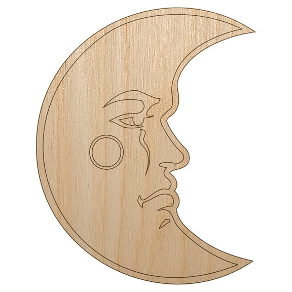 Heraldic Moon Face Wood Shape Unfinished Piece Cutout Craft DIY Projects - 4.70 Inch Size - 1/8 Inch Thick