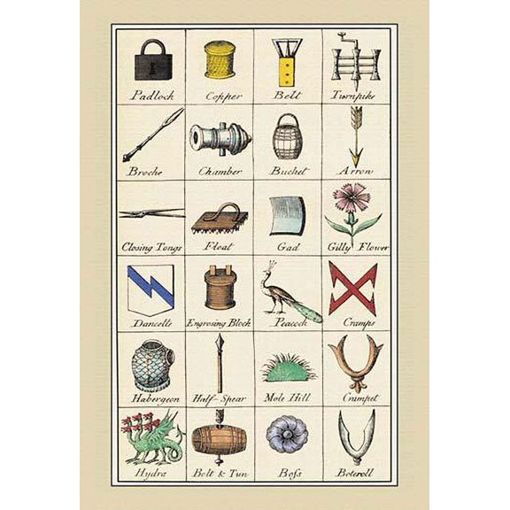 Heraldic Symbols - Padlock, Copper et al.- Fine Art Canvas Print (20" x 30")