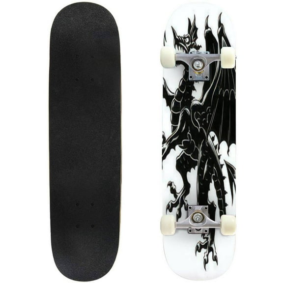 Heraldic dragon vertical Outdoor Skateboard Longboards 31"x8" Pro Complete Skate Board Cruiser