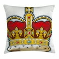 thumbnail image 1 of Heraldry Throw Pillow Cushion Cover, Medieval British Crown with Middle Age Embellish Stones and Forms Art Print, Decorative Square Accent Pillow Case, 20 X 20 Inches, Ruby Earth Yellow, by Ambesonne, 1 of 2