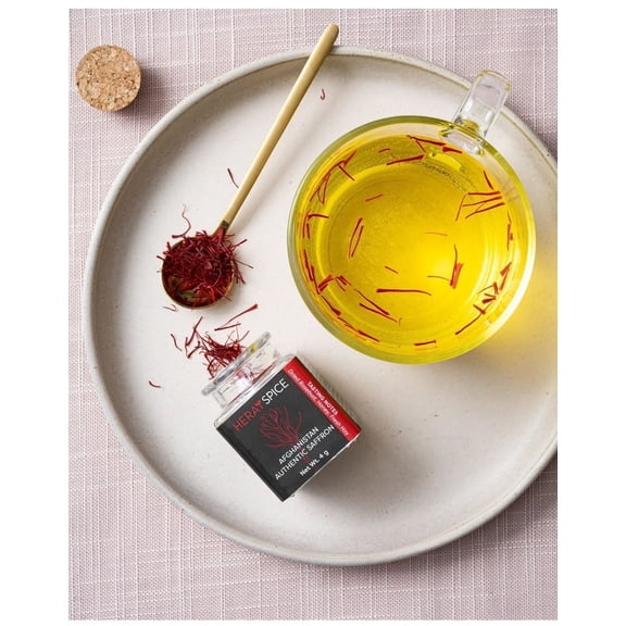 2 Gram Glass Jar Heray Saffron, Premium Afghani Saffron Threads (Super Negin Quality A+) Fresh Pure All Red Thread Saffron Spice for Bouillabaisse Risotto, Paella, Tea's, Glass Jar Packing