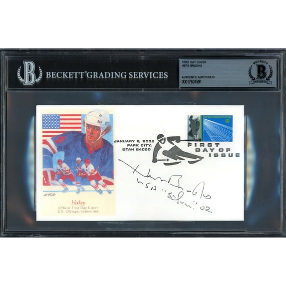 Herb Brooks Autographed First Day Cover 1980 Team USA Miracle on Ice Beckett BAS #17607591