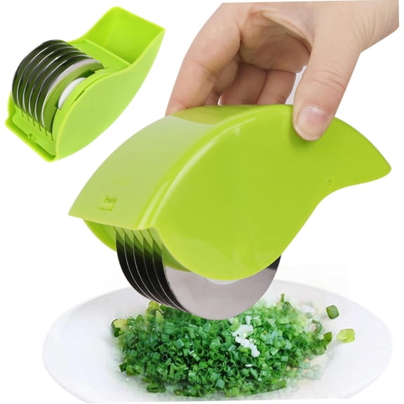 Herb Cutter Herb Roller with 6 Blade Manual Herb Chopper Stainless Steel PP Herb Cutter Sharp Detachable Washable Herb Choppers for Cilantro Scallion Parsley Green