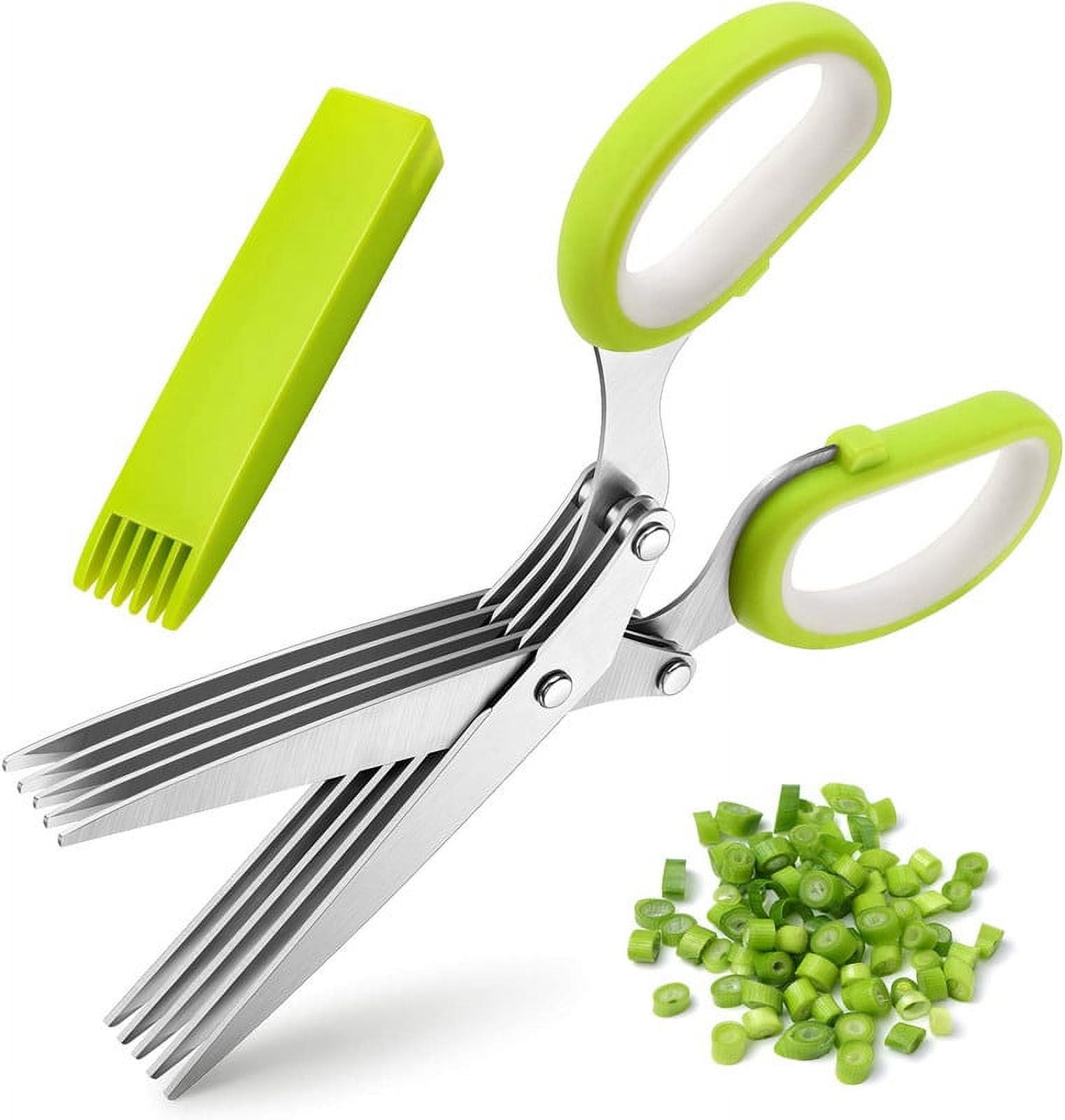 Herb Scissors with 5 Blades, Bonus Garlic Press, Green – iCorer