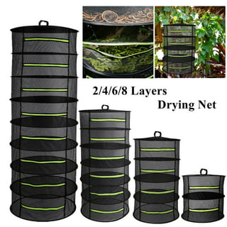 Herb Drying Rack Net 4 Layer Herb Dryer Black Mesh Hanging Dryer Rack with Zipper (31.5 inchx17.7 inch)