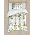 thumbnail image 1 of Herb Duvet Cover Set Twin Size, Sweet Natural Cosmetics Flowers with Names Dog-rose Chamomile Calendula Lavender, 2 Piece Bedding Set with 1 Pillow Sham, Multicolor, by Ambesonne, 1 of 3
