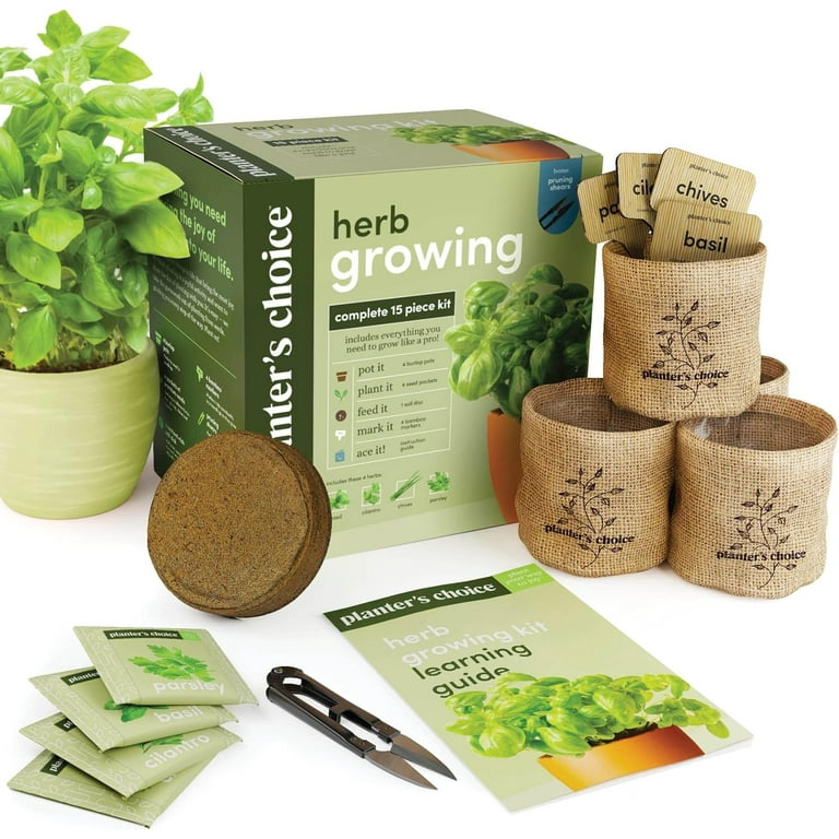 Planters' Choice Herb Garden Growing Kit, Herb Grinder, Kitchen