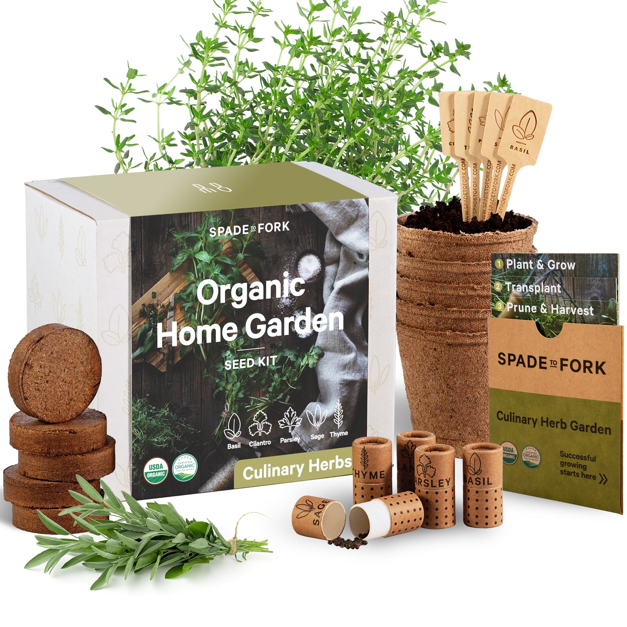 Herb Garden Kit Indoor - Certified USDA Organic Non GMO | Herb Plants for Women and Men, Indoor Herb Garden Starter Kit, Herb Growing Kit Indoor, Plant Growing Kit, Herb Starter Kit, Plant K