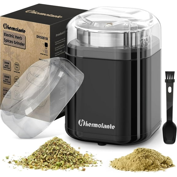 Herb Grinder Spice Grinder, 200 w with Stainless Steel Blade and Cleaning Brush, Compact Size Electric for Herbs Spices -5.11in ()