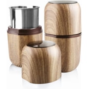 Herb Grinder [large capacity/fast/Electric ]-Spice Herb Coffee Grinder with Pollen Catcher/- 7.5" Wood grain