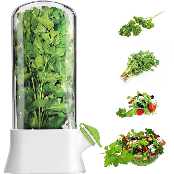 Herb Keeper for Refrigerator, Herb Saver Cilantro Containers for Refrigerator Clear Fresh Vegetable Saver Pod Container for Mint Parsley Asparagus for 2-3 Weeks, 1 Park
