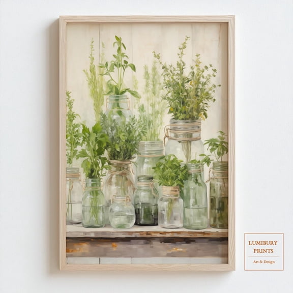 Herb Kitchen Wall Art, Vintage Herb Print, Farmhouse Kitchen Decor, Rustic Kitchen Wall Art, Botanical Herb Print, Home Decor #2254, Unframed Poster Size 12x18