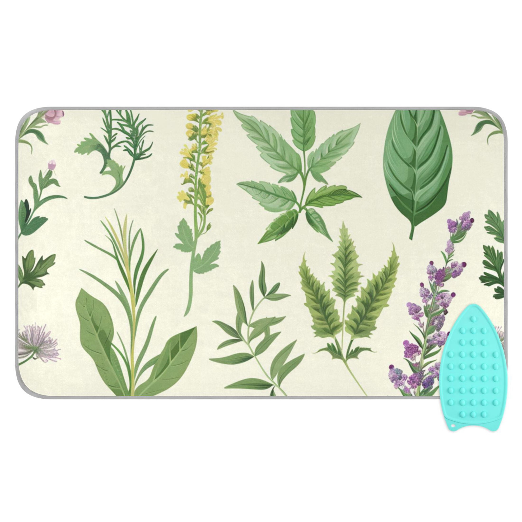 Herb Leaves Flowers Ironing Mat Blanket Portable Travel Ironing Pad Heat Resistant Pad 47.2" x 27.6”