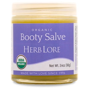 Herb Lore Organic Booty Salve Natural Soothing Ointment Herbal Comfort Cream for Sensitive, Delicate Areas and Itching (3.4 oz)