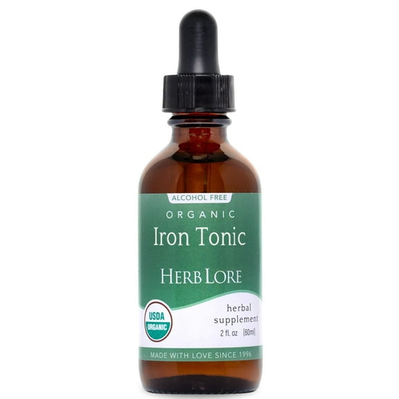 Herb Lore Organic Liquid Iron Tonic Tincture - Alcohol Free Iron Support for Kids & Adults (2 fl oz)