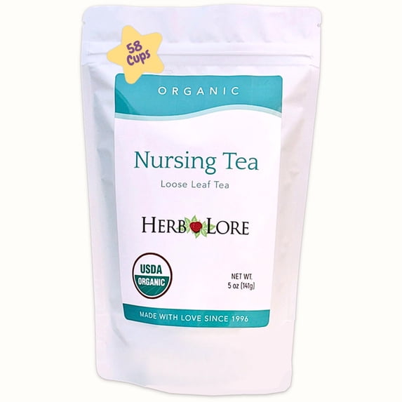 Herb Lore Organic Nursing Tea - 58 Servings - Loose Leaf Lactation Tea with Moringa for Breastfeeding Moms