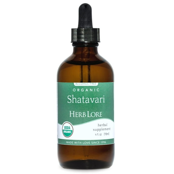 Herb Lore Organic Shatavari Root Extract Tincture - Liquid Shatavari Drops (Asparagus Racemosus) for Lactation and Wellness Support - Alcohol Free (4 fl oz)