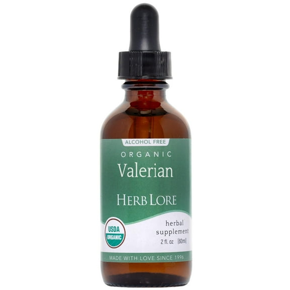 Herb Lore USDA Organic Valerian Root Tincture - Melatonin Free Liquid Sleep Aid Drops for Adults & Kids - Alcohol Free (2 fl oz)