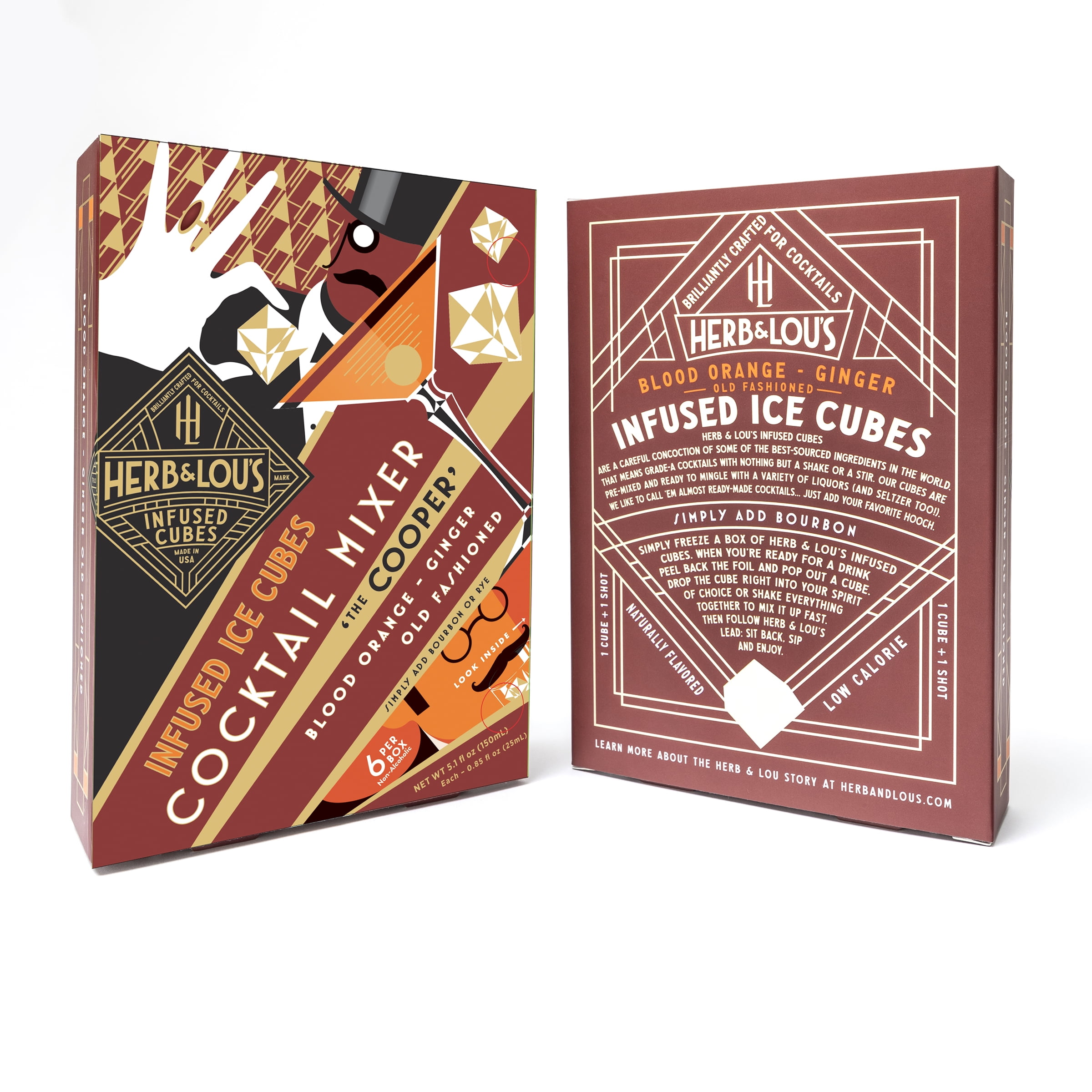 Herb & Lou’s, Blood Orange-Ginger Old Fashioned Cocktail Mixer Cubes, 6pk