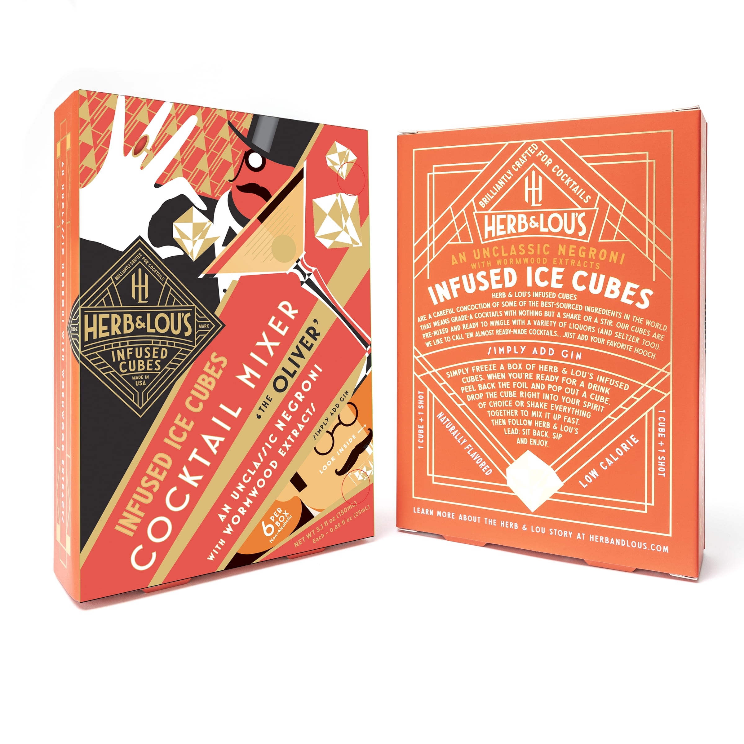 Herb & Lou’s, Green Ginger "Wormwood" Negroni Cocktail Mixer Cubes, 6pk