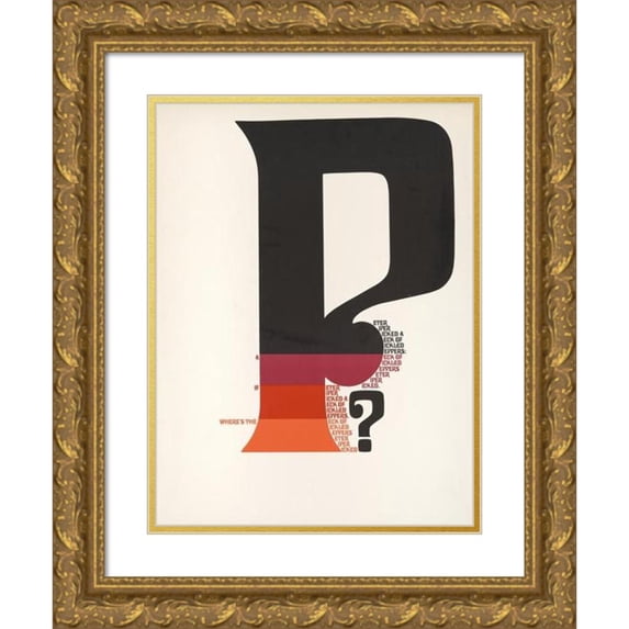 Herb Lubalin 19x24 Gold Ornate Framed and Double Matted Museum Art Print Titled - Where's the ‘P’ if a Peter Piper Picked a Peck of Pickled Peppers (1965)