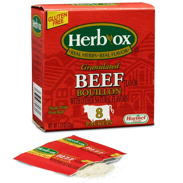 HerbOx Instant Broth & AIF4 Seasoning Granulated Beef Bouillon Packets