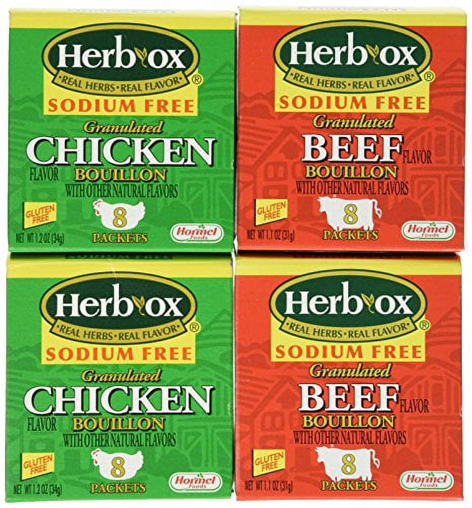 HerbOx Sodium Free Bouillon Bundle 4 Items (2 Beef Bouillon and 2