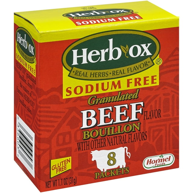 HerbOx Sodium Free Granulated Beef Bouillon, 8 Ct, 1.1 Oz