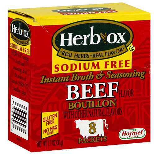 HerbOx Sodium Free Instant Beef Broth, 1.1 oz, (Pack of 12)