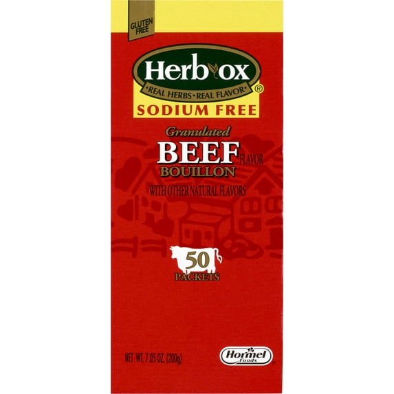 Herb-Ox Sodium Free Instant Broth Beef Flavor Bouillon Flavor 7.5 oz. Packet 300 Ct