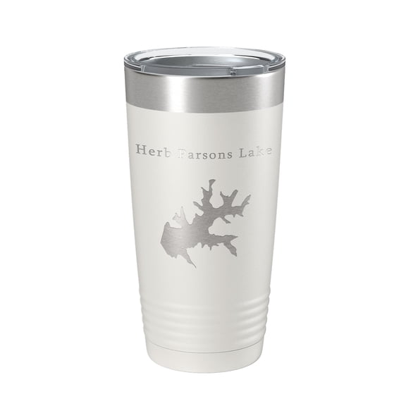 Herb Parsons Lake Map Tumbler Travel Mug Insulated Laser Engraved Coffee Cup Tennessee 20 oz White