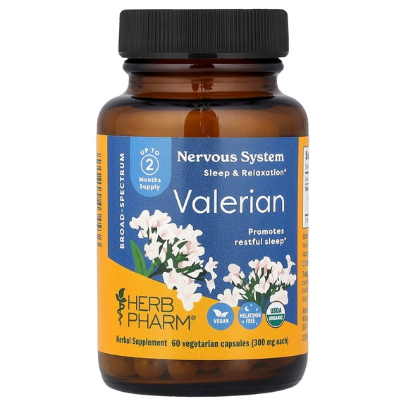 Herb Pharm Valerian, 300 mg, 60 Vegetarian Capsules