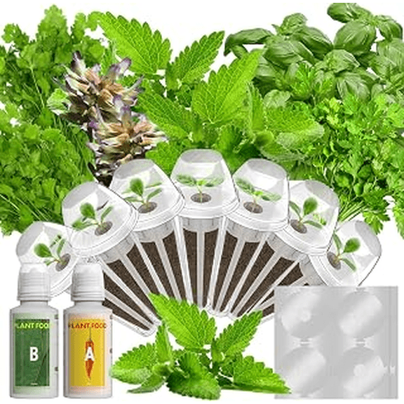 Herb Planting Pod Kit for Hydroponic Systems  Grow Basil, Parsley, Mint, Cilantro & Licorice, 7 Pods with Nutrients & Sponges