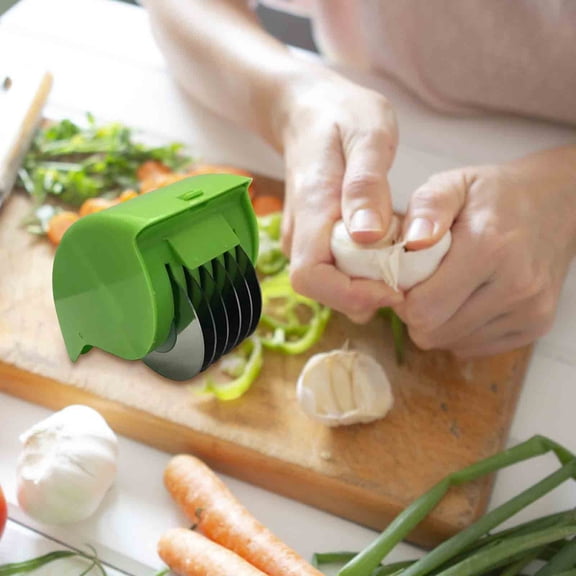Herb Roller Mincer Manual Vegetable Cutter - 6 Stainless Steel Blade Hand Scallion Chive Mint Cutter for Kitchen Home - Multifunctional Parsley Chopper Tool for Cooking
