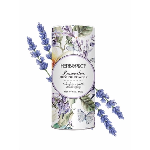 Herb & Root Lavender Fragrance Dusting Powder for Women or Men | Scented Talc Free Body Powder | 6oz