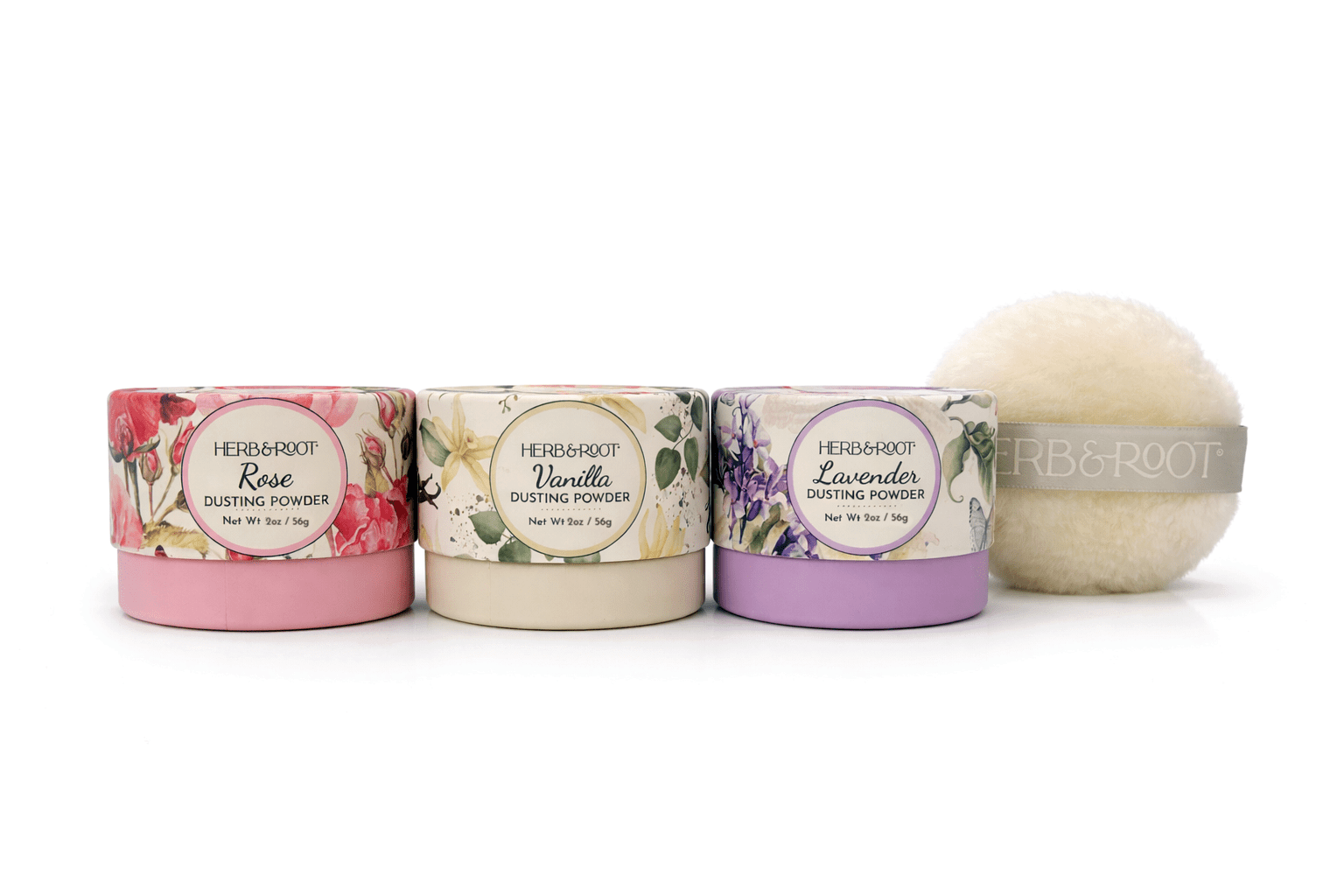 Herb & Root Mini Dusting Powder Trio (Lavender, Rose & Vanilla) with ...